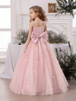 ⁦فستان حفلات وردي بحمالات وردي⁩ - الصورة ⁦2⁩