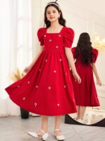 ⁦فستان تصميم راقي بالون الاحمر⁩ - الصورة ⁦3⁩