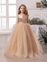 ⁦فستان ذهبي طويل بدون اكمام⁩ - الصورة ⁦5⁩