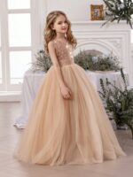 ⁦فستان ذهبي طويل بدون اكمام⁩ - الصورة ⁦3⁩