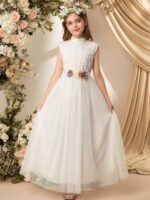 فستان بدون اكمام انيق ابيض