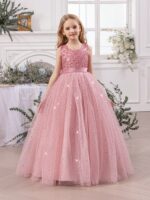 فستان حفلات بدون اكمام وردي