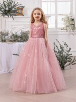 ⁦فستان حفلات بدون اكمام وردي⁩ - الصورة ⁦5⁩