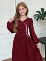 فستان بأكمام طويلة وخامة ليكرا