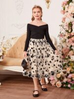 ⁦فستان اسود وبيج للحفلات⁩ - الصورة ⁦3⁩