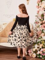 ⁦فستان اسود وبيج للحفلات⁩ - الصورة ⁦2⁩