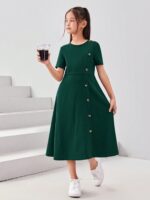 ⁦فستان اخضر كاجوال ليكرا⁩ - الصورة ⁦4⁩