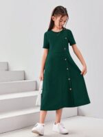 فستان اخضر كاجوال ليكرا