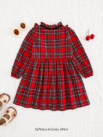 ⁦فستان شتائي طفلة لون احمر⁩ - الصورة ⁦6⁩