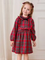 فستان شتائي طفلة لون احمر