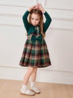 فستان شتائي طفلة لون اخضر