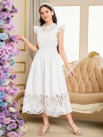 فستان أبيض طويل أنيق للحفلات