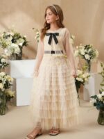 ⁦فستان بتصميم راقي لون بيج⁩ - الصورة ⁦4⁩