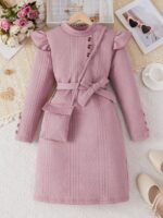 فستان كاجوال محبوك بأكمام طويلة