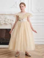 ⁦فستان حفلات ذهبي طويل ومبطن⁩ - الصورة ⁦3⁩