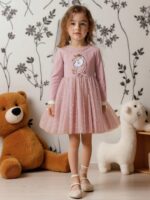 فستان يونيكورن شتائي وردي