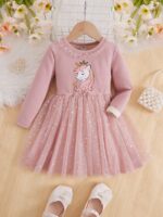 ⁦فستان يونيكورن شتائي وردي⁩ - الصورة ⁦10⁩