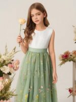 ⁦فستان أنيق مطرز بنقشة أزهار⁩ - الصورة ⁦4⁩