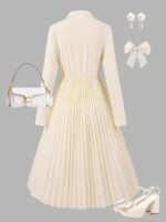 ⁦فستان بدزاين رسمي لون اوف وايت⁩ - الصورة ⁦2⁩