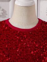 ⁦فستان حفلات شتائي احمر⁩ - الصورة ⁦5⁩