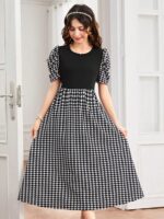 ⁦فستان اكمام قصيرة اسود⁩ - الصورة ⁦4⁩