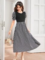 ⁦فستان اكمام قصيرة اسود⁩ - الصورة ⁦5⁩