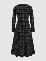 ⁦فستان أنيق طويل الأكمام اسود⁩ - الصورة ⁦2⁩