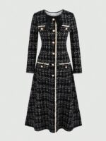 ⁦فستان أنيق طويل الأكمام اسود⁩ - الصورة ⁦6⁩