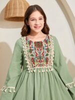 ⁦دراعة طويلة بلون اخضر⁩ - الصورة ⁦5⁩