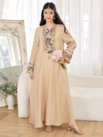 ⁦دراعة طويلة مطرز بلون بيجي⁩ - الصورة ⁦4⁩